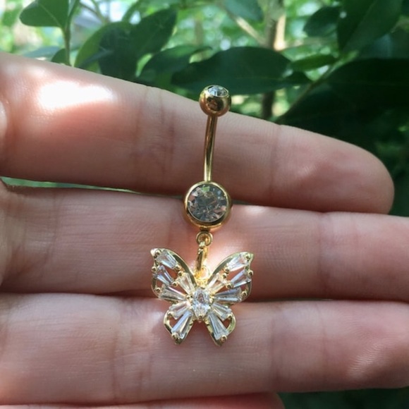 Crystal Butterfly Belly Button Rings - Picture 4 of 5